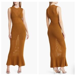 Nordstroms Open Edit sheer coquette open knit sweater dress S